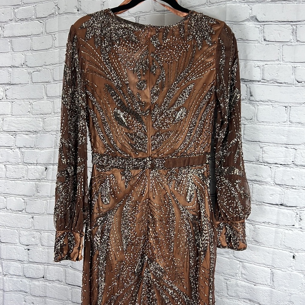 Mac Duggal Bronze Beaded Midi Dress - Picture 7 of 14